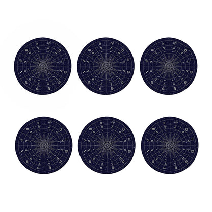 Zodiac Symbols Circle Print Coaster Set