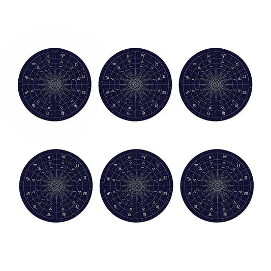 Zodiac Symbols Circle Print Coaster Set