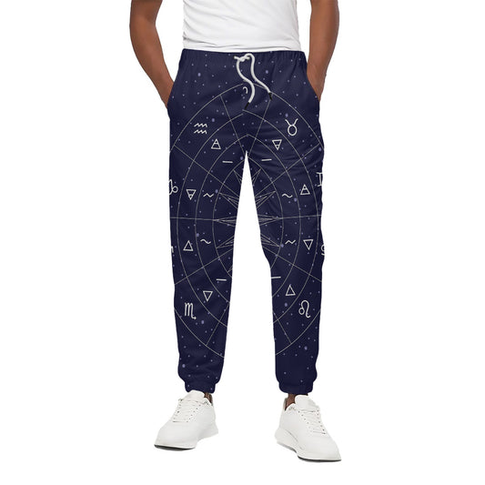 Zodiac Symbols Circle Print Cotton Pants
