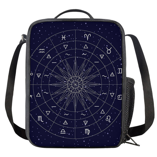 Zodiac Symbols Circle Print Crossbody Lunch Bag