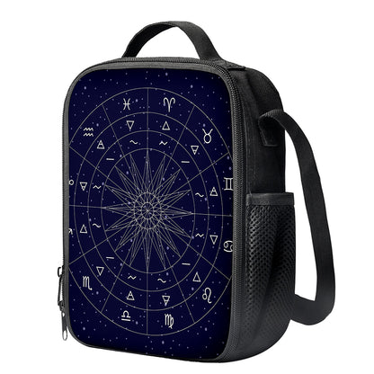 Zodiac Symbols Circle Print Crossbody Lunch Bag
