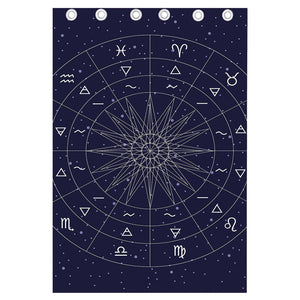 Zodiac Symbols Circle Print Curtain
