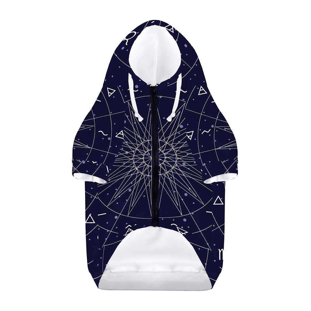 Zodiac Symbols Circle Print Dog Zip Up Hoodie
