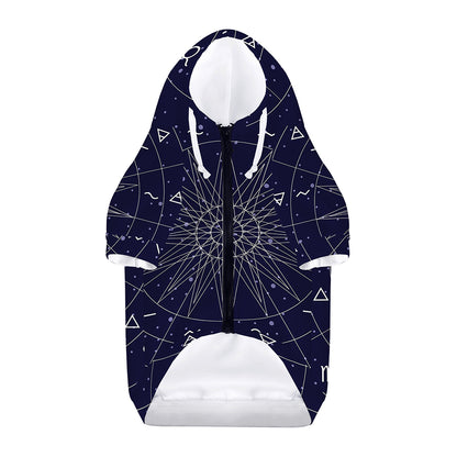 Zodiac Symbols Circle Print Dog Zip Up Hoodie