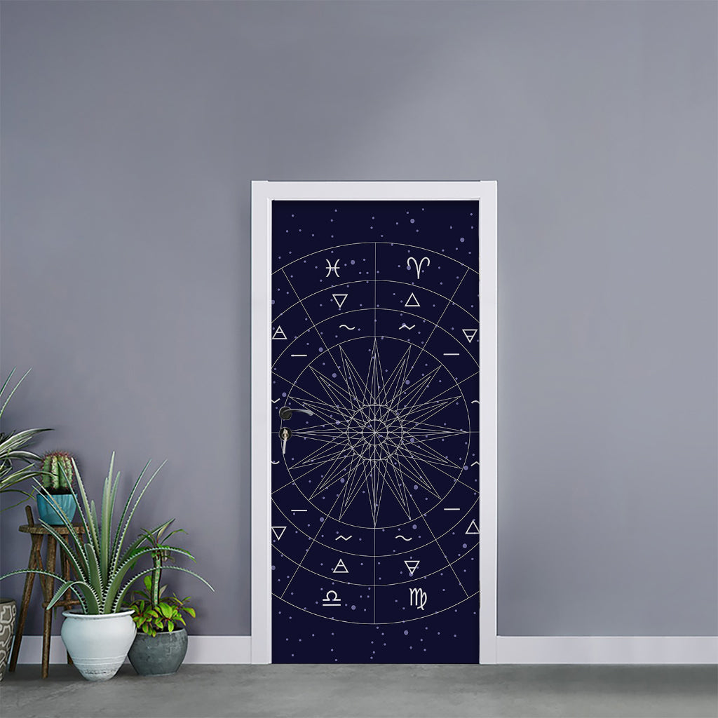 Zodiac Symbols Circle Print Door Sticker