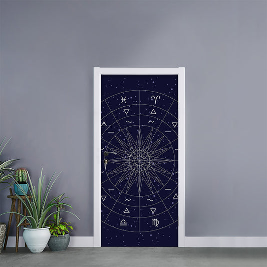Zodiac Symbols Circle Print Door Sticker