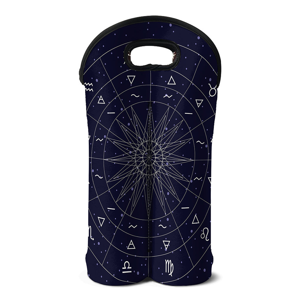 Zodiac Symbols Circle Print Double Neoprene Wine Tote