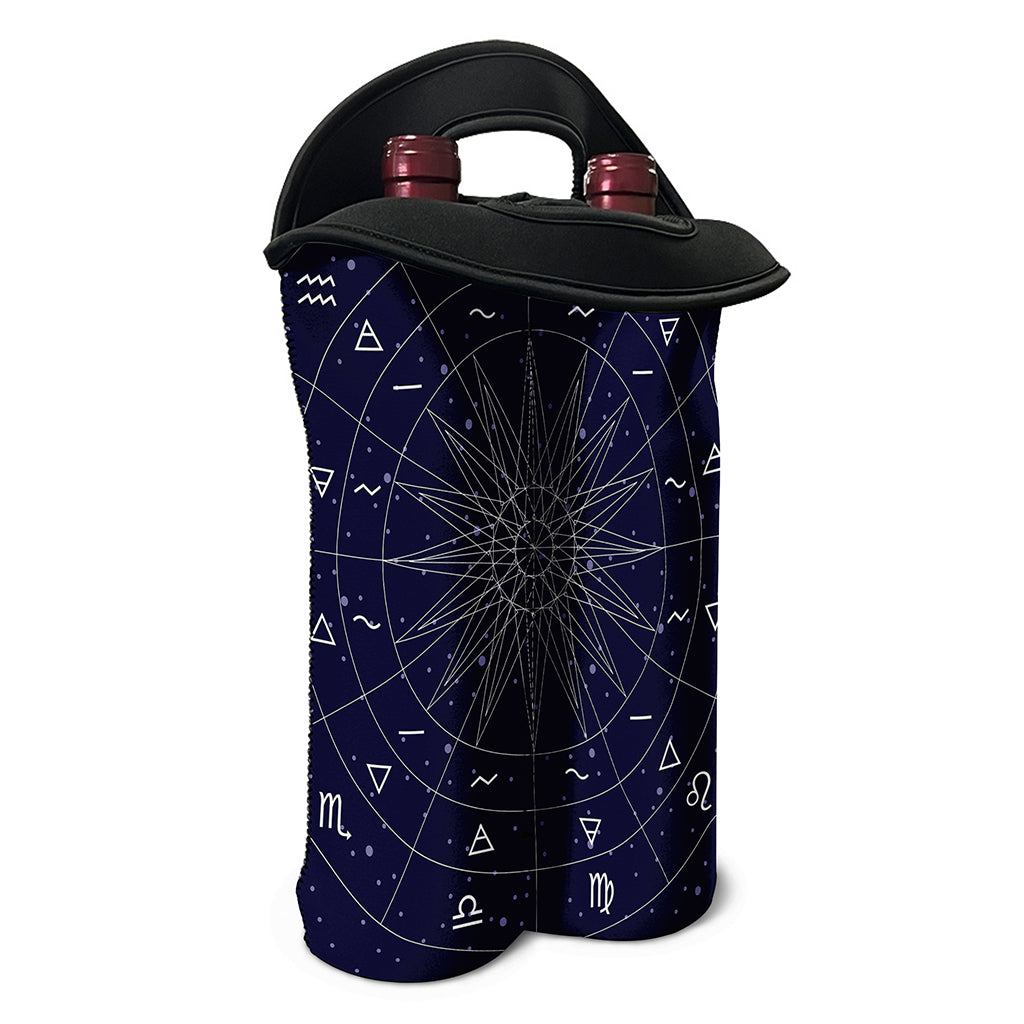 Zodiac Symbols Circle Print Double Neoprene Wine Tote