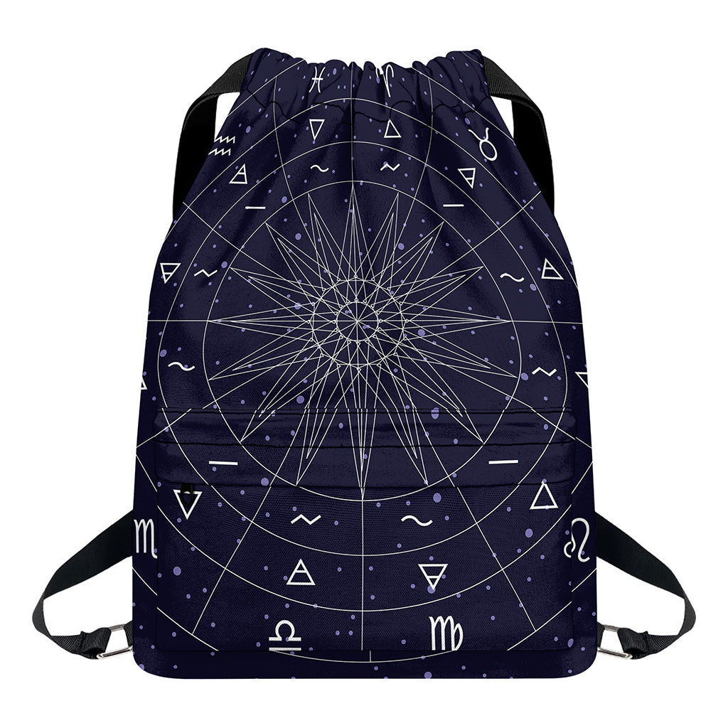 Zodiac Symbols Circle Print Drawstring Backpack