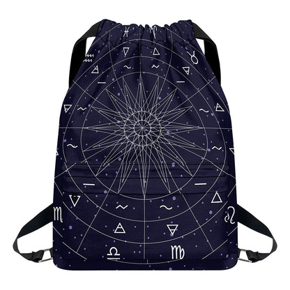Zodiac Symbols Circle Print Drawstring Backpack