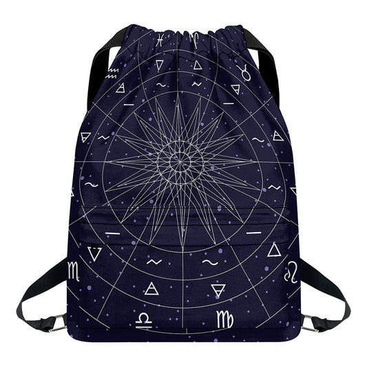 Zodiac Symbols Circle Print Drawstring Backpack