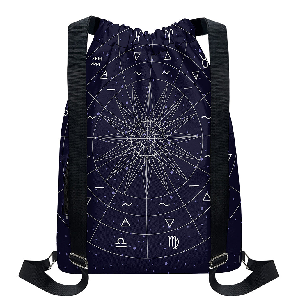 Zodiac Symbols Circle Print Drawstring Backpack