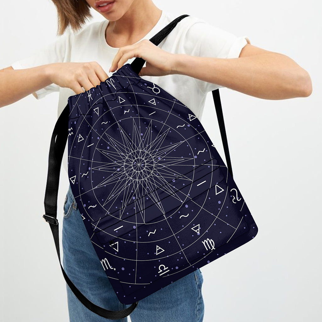 Zodiac Symbols Circle Print Drawstring Backpack