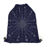 Zodiac Symbols Circle Print Drawstring Bag
