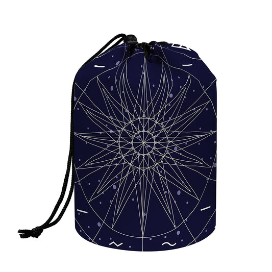 Zodiac Symbols Circle Print Drawstring Makeup Bag