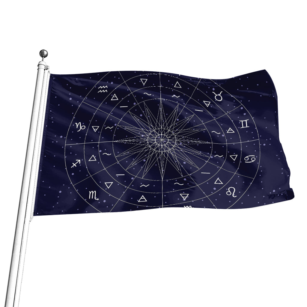 Zodiac Symbols Circle Print Flag