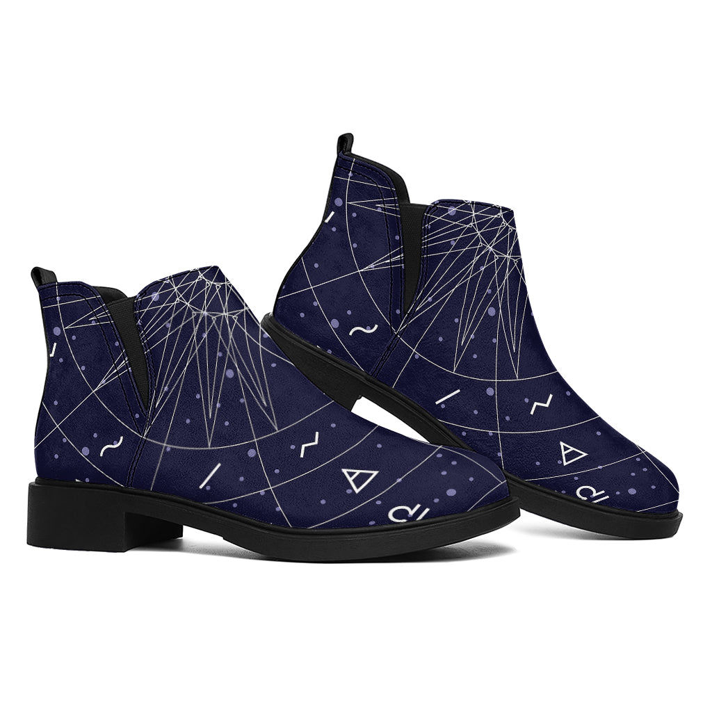 Zodiac Symbols Circle Print Flat Ankle Boots