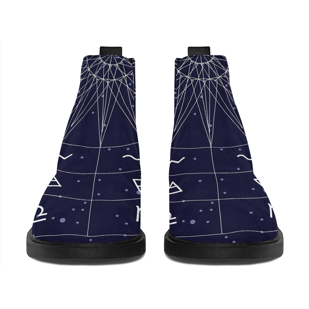 Zodiac Symbols Circle Print Flat Ankle Boots