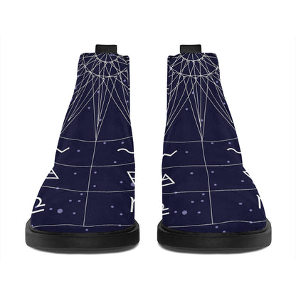 Zodiac Symbols Circle Print Flat Ankle Boots