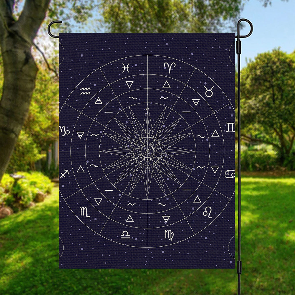 Zodiac Symbols Circle Print Garden Flag