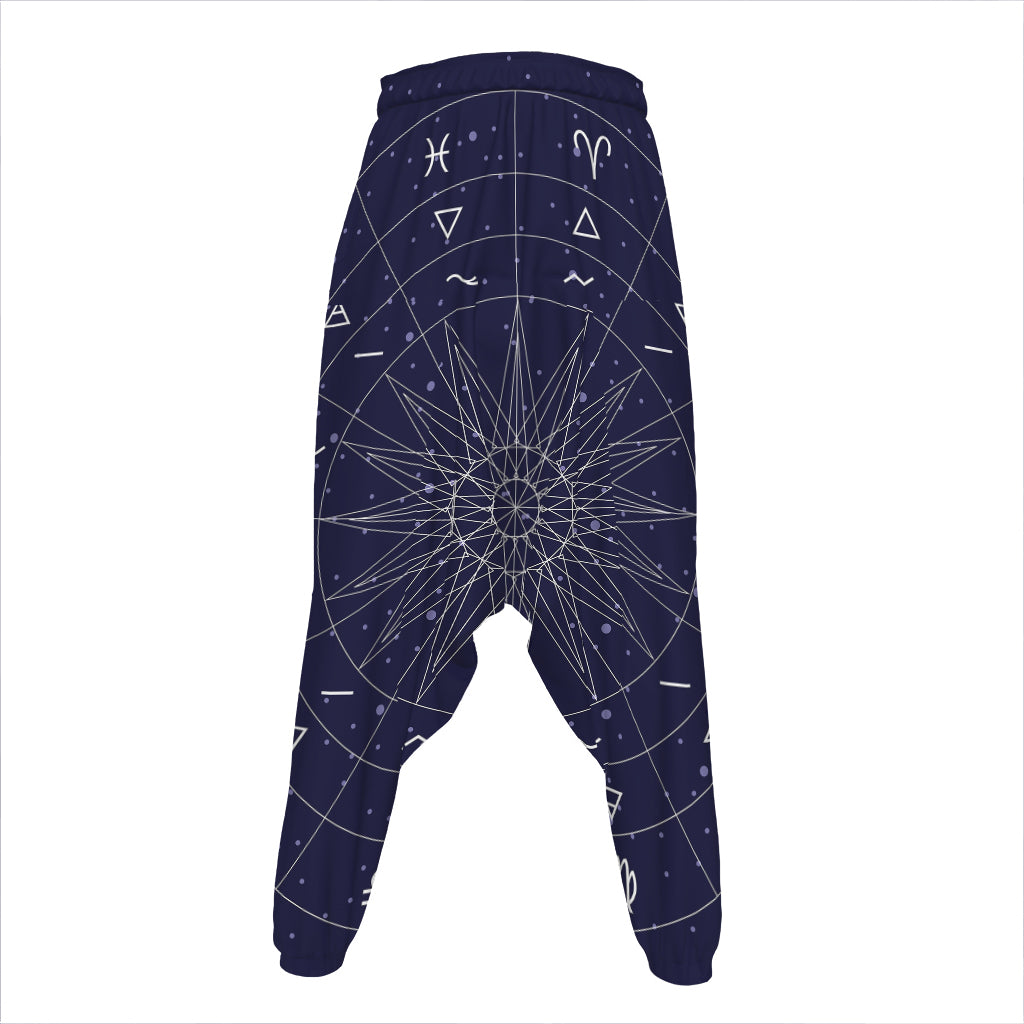 Zodiac Symbols Circle Print Hammer Pants