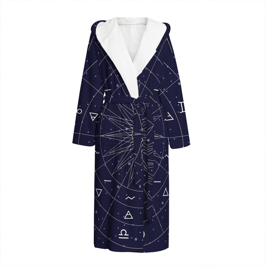 Zodiac Symbols Circle Print Hooded Bathrobe