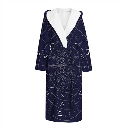 Zodiac Symbols Circle Print Hooded Bathrobe