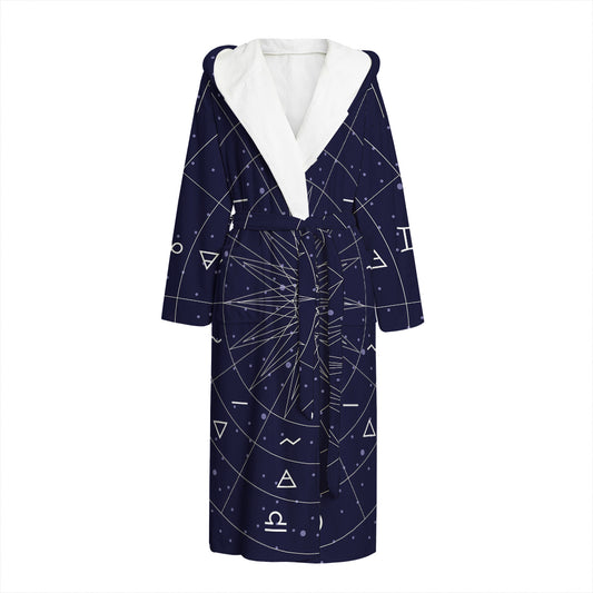 Zodiac Symbols Circle Print Hooded Bathrobe