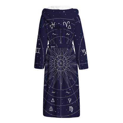 Zodiac Symbols Circle Print Hooded Bathrobe