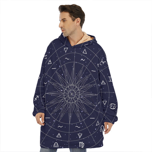 Zodiac Symbols Circle Print Hoodie Blanket
