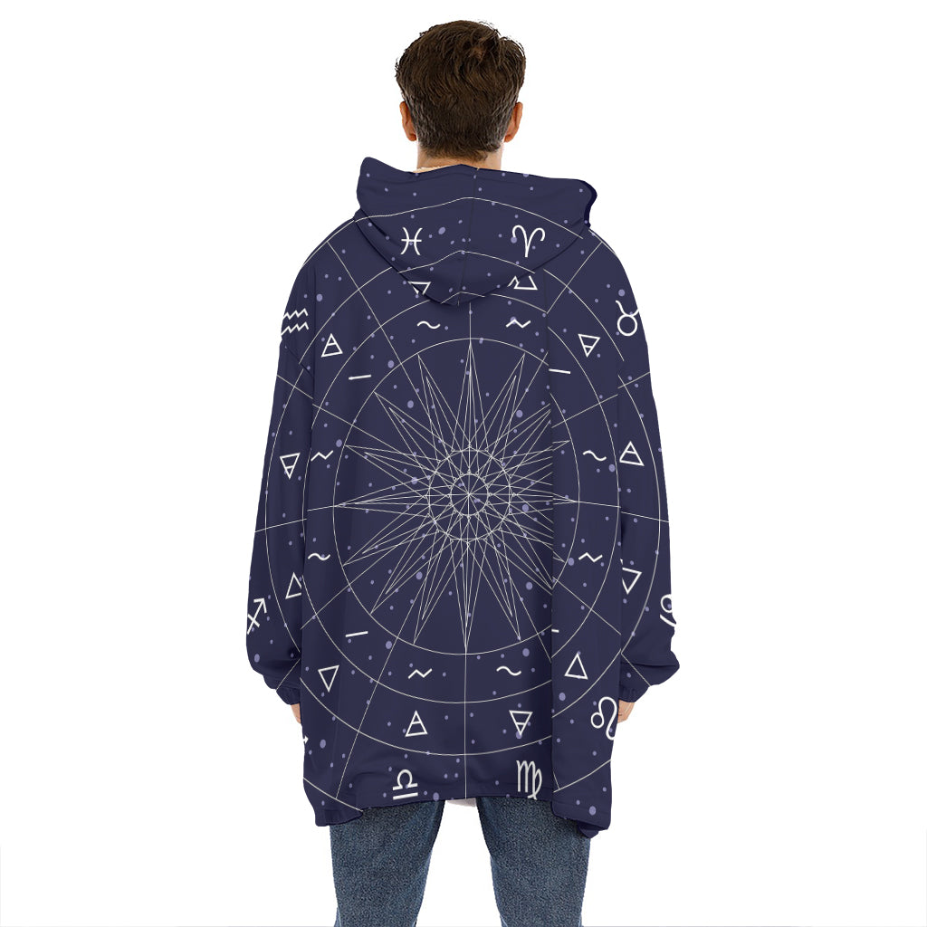 Zodiac Symbols Circle Print Hoodie Blanket