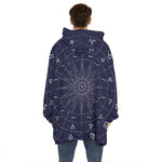 Zodiac Symbols Circle Print Hoodie Blanket