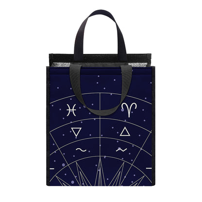 Zodiac Symbols Circle Print Insulated Lunch Tote