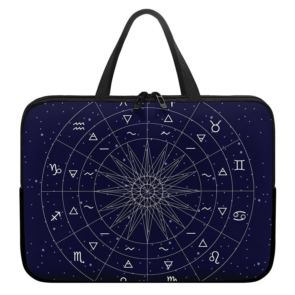 Zodiac Symbols Circle Print Laptop Sleeve With Handle