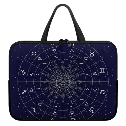 Zodiac Symbols Circle Print Laptop Sleeve With Handle