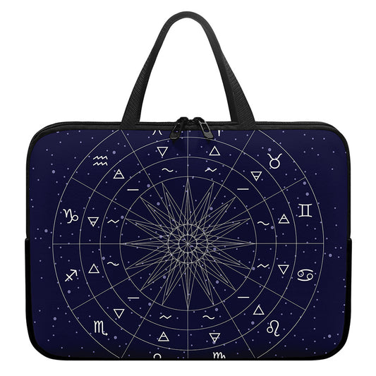 Zodiac Symbols Circle Print Laptop Sleeve With Handle