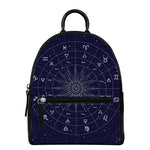Zodiac Symbols Circle Print Leather Backpack
