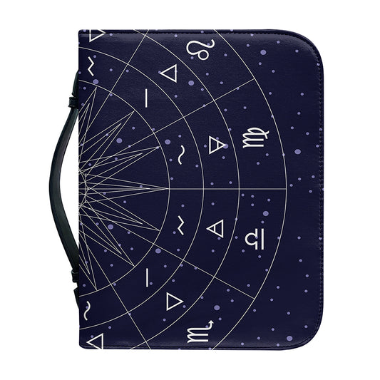 Zodiac Symbols Circle Print Leather Bible Cover