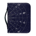 Zodiac Symbols Circle Print Leather Bible Cover