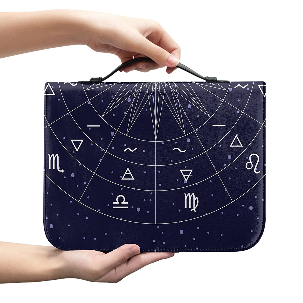 Zodiac Symbols Circle Print Leather Bible Cover
