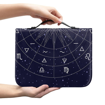 Zodiac Symbols Circle Print Leather Bible Cover
