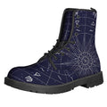 Zodiac Symbols Circle Print Lace-Up Boots