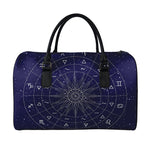 Zodiac Symbols Circle Print Leather Duffle Bag