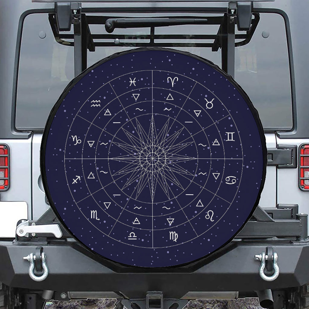 Zodiac Symbols Circle Print Leather Spare Tire Cover
