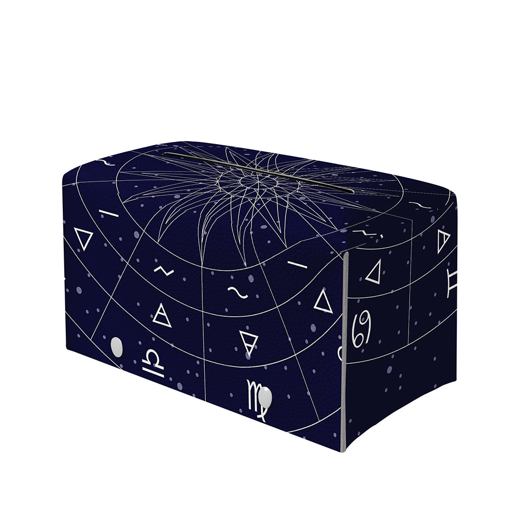 Zodiac Symbols Circle Print Leather Tissue Box Cover