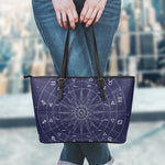Zodiac Symbols Circle Print Leather Tote Bag