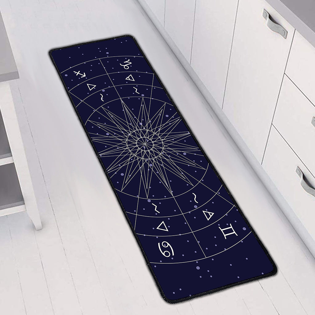 Zodiac Symbols Circle Print Long Kitchen Mat