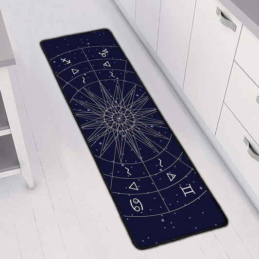 Zodiac Symbols Circle Print Long Kitchen Mat