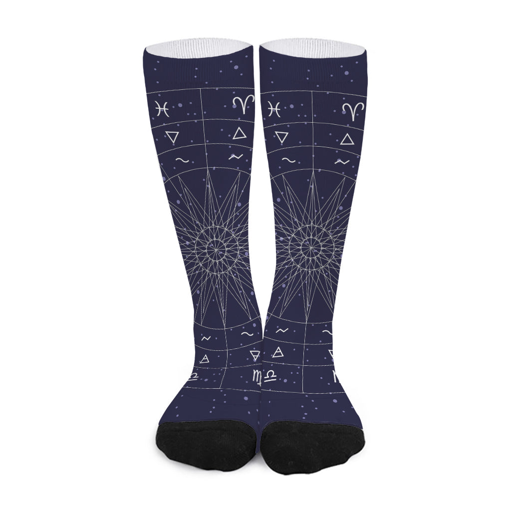 Zodiac Symbols Circle Print Long Socks