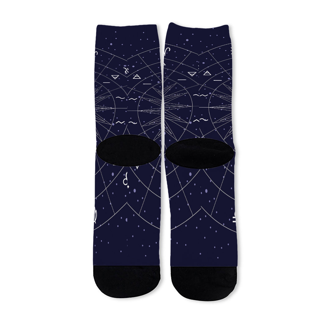 Zodiac Symbols Circle Print Long Socks